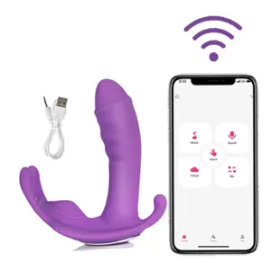 App telecomando Silicone farfalla indossabile Dildo vibratore vaginale punto G telescopico giocattoli del sesso per donna