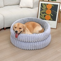 Coussin rond moelleux pour chien, nid douillet en peluche, anti-anxiété, apaisant, pour chiens de grande, moyenne et petite taille