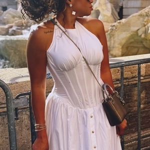 Robe longue élégante pour femmes africaines J254, tendance, blanche, cintrée à la taille, boutonnée sur le devant, mi-longue, décontractée, style <span class=keywords><strong>A</strong></span>-line, robe maxi pour femmes - Product Image 3