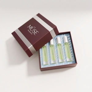 Juego de descubrimiento de Perfume de lujo de 10ml con tapa de aluminio caja de papel personalizada para mujeres/hombres botella de suero para el cuidado de la piel muestras forro de esponja - Product Image 4