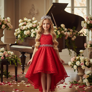 <span class=keywords><strong>Vestidos</strong></span> Elegantes de Encaje <span class=keywords><strong>para</strong></span> <span class=keywords><strong>Niñas</strong></span> de 12 Años, Vestido de Fiesta de Cumpleaños con Cinturón, Vestido de Dama de Honor <span class=keywords><strong>para</strong></span> Bodas - Product Image 4