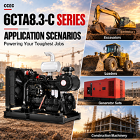 Moteur de construction CCEC 6CTA8.3-C240 179kW 240HP 2200RPM 8.3L 6 cylindres turbocompressé pour excavatrice, chargeuse, générateur, refroidi par eau