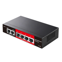 Switch PoE de 4 Puertos Huoyi Cloud Managed de 10/100 Mbps con 2 Puertos de Enlace Ascendente de 100 Mbps para Cámaras Hikvision Dahua