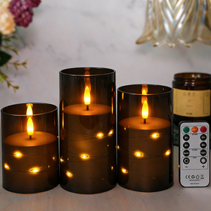 Velas LED Negras sin Llama para Halloween con Cable <span class=keywords><strong>de</strong></span> Cobre, Lámpara <span class=keywords><strong>de</strong></span> 3 Piezas, Decoración <span class=keywords><strong>de</strong></span> Iluminación <span class=keywords><strong>de</strong></span> Ambiente Espeluznante Personalizada para Fiestas y Casas Encantadas - Product Image 1