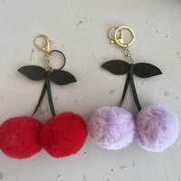 Breloques de sac en peluche motif arbre de dessin animé pompon cerise, porte-clés, pendentif pour sacs à main pour femmes