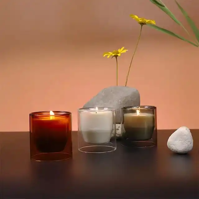 Creative Color INS New Design Private Label Candles Soy Wax glass jars for  candles double wall glass candle