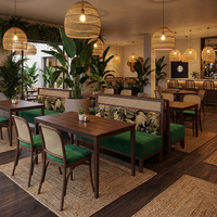 Bancs de restaurant en bois pour la restauration commerciale, sièges vintage en rotin pour tables et chaises de restaurant, mobilier