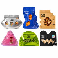 Op maat gemaakte, gestanste ziplock zakjes, voedselveilige staande snackzakjes met transparant venster voor noten, snoep en gedroogd fruit verpakkingen