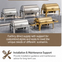 Luxuriöses Silbernes Chafing Dish Buffet-Set mit Wärmeerhaltung und Klappdeckel für Hotels, Restaurants & Cafeterien