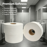 Papier toilette en rouleau jumbo de haute qualité, ultra doux, jetable, écologique, en pâte de bois vierge, très absorbant, pour usage commercial
