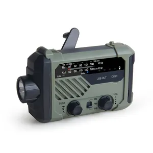Manivela manual de emergência de 2000mah, rádio forcast de tempo fm/am com lanterna led