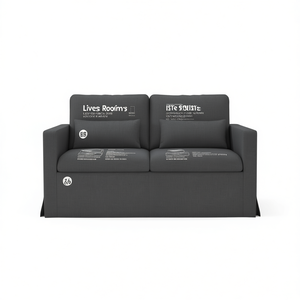 Divano a due posti in tessuto grigio scuro 30,71 x 30,71 x 31,50 pollici per soggiorno, stile minimalista, con schienale imbottito - Product Image 1