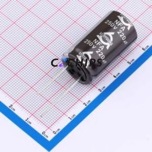 Condensateur électrolytique en aluminium à montage traversant NFA250V220M18*31.5 LO, D18xL31.5mm 220uF 20% 250V 850mA-120Hz - Product Image 1