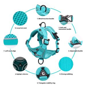高級ファッションパッド入り反射材付き通気性ポリエステル製犬用ベスト、ボタン留め、牽引ロープ付き、XSサイズ、犬の散歩用、卸売 - Product Image 3
