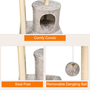 Moderner 3-stufiger Sisal Scratcher <span class=keywords><strong>Cat</strong></span> Tower Kleine Holzhaus wohnung mit kurzem Plüsch für Katzen kommt in Karton verpackung - Product Image 5