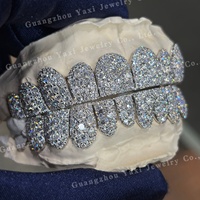 Grillz personnalisés en argent sterling S925, motif étoile et poussière galactique, ensemble de grillz dentaires glacés pour dents supérieures et inférieures, tailles 4, 6, 8, 10, 12, pour hommes, certifiés par une tierce partie, style hip-hop