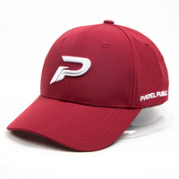Gorra de Béisbol Personalizada con Logotipo Bordado en 3D, 100% Poliéster, Color Rojo, Estructurada, para Pickleball, con Correa Ajustable para Hombre