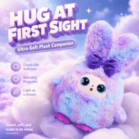 Peluche Lapin Interactif IA, Doux comme une Nuage, en Fourrure Tie-Dye, CE CPC, Unisexe, Multi-Matériaux, Cadeau de Fête, Vente en Gros
