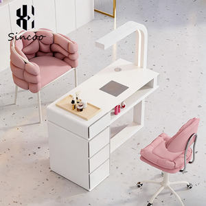 Luxury <b>Nail</b> Table Double Two-seater Offer Metal Professional Custom Modern Salon Furniture Manicure Table - Product Image 3