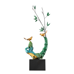 <b>Copper</b> And Gold Years Bamboo Bird Ornament Brass Decor Home Office <b>Table</b> Decoration Irregular Shape Animal Pattern - Product Image 2