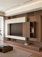 Mueble de TV Moderno y Elegante de Madera Maciza, Gran Capacidad de Almacenamiento, Duradero, Ecológico, Ahorra Espacio, para Sala de Estar, Bar en Casa, Comedor