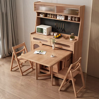 Moderner Nordischer Stil Massivholz Wandmontierter Aufbewahrungsschrank Multifunktionaler Klappbarer Ausziehbarer 6-Sitzer Esstisch für