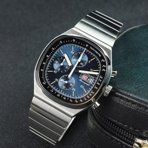Hruodland 2025 New F022 Retro Quartz <b>Chronograph</b> Men Watches Sapphire Glass Blue Black Stainless Steel Fashion Dress Wristwatch - Product Image 6