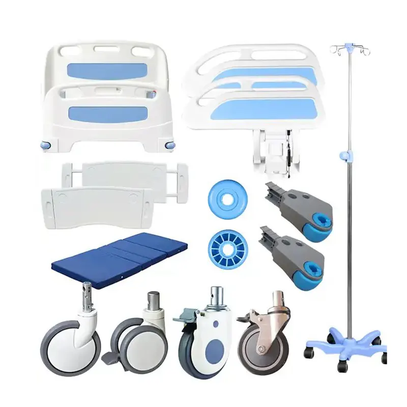 Venta al por mayor al por menor cama de paciente de hospital accesorios de cama médica barandilla IV soporte de infusión Rueda y así sucesivamente accesorios de hospital