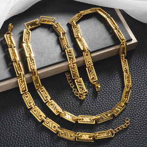 Classic Gold Link Chain Jewelry <b>Set</b> Stainless Steel Waterproof Minimalist Daily Wear Necklace <b>Bracelet</b> <b>Set</b> - Product Image 4