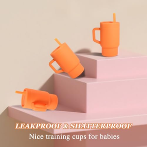 9oz Silicone Kids Tumbler <b>Cups</b> <b>with</b> <b>Straw</b> and Handle Toddler <b>Straw</b> <b>Cup</b> Leakproof Children Drinking <b>Water</b> <b>Cup</b> - Product Image 3