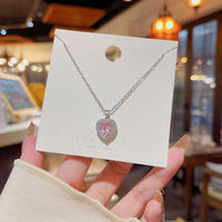 Nouveau collier ras-du-cou en cuivre de style coréen, avec pendentif cœur rose doux et zircon, pour femme, luxe léger, haut de gamme, tendance
