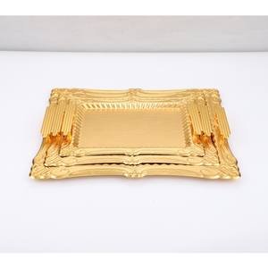 Forme de rectangle de plateau de fer de dentelle arabe en métal résistant non lavable en machine. Nettoyer avec un chiffon humide et sécher. Plateau de service premium - Product Image 1