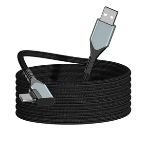 Nueva caja de aleación de aluminio con cables de datos de cable de conector de codo USB 2,0 a tipo C trenzado de nailon