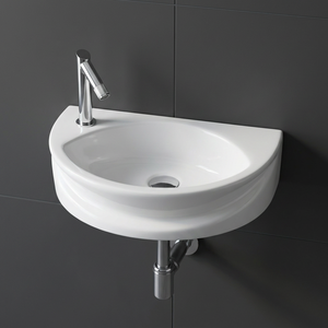 Lavabo de Pared de Cerámica Blanca de Alta Calidad, Diseño Personalizado, Lavabo para Baño, para Proyectos Comerciales de Hoteles, Venta al por Mayor - Product Image 5