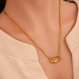 Yf5169 ट्रेंडी बढ़ई पेलेंट हार वाटरप्रूफ 18k स्टेनलेस स्टील जिरकॉन चरस महिलाओं के लिए आभूषण उपहार - Product Image 6