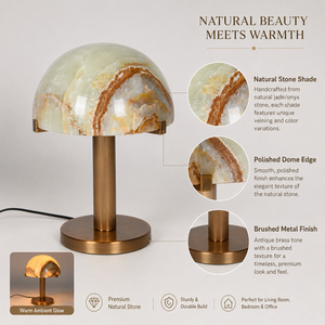 Light Luxury Natural Jade Stone Mushroom <b>Table</b> Lamp Artistic Decorative Desk Lamp <b>bedside</b> lamps Brushed Brass OEM ODM Factory - Product Image 3