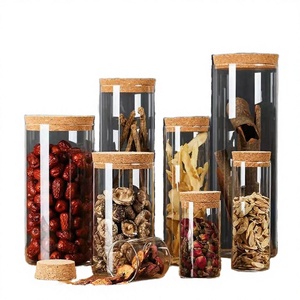 Modern Kitchen Borosilicate Glass Jar Cork Lid <b>Stackable</b> Airtight <b>Food</b> <b>Storage</b> <b>Containers</b> Handmade Ecofriendly Microwavable Heat - Product Image 4