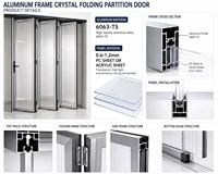 Porte pliante en aluminium et cristal, PC/Acrylique (pas du verre) : Légère, économique, élégante pour patio, cuisine, centre commercial