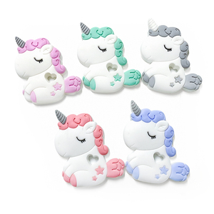 Venta al por mayor bebé juguete de silicona forma Animal DIY <span class=keywords><strong>unicornio</strong></span> bebé <span class=keywords><strong>mordedor</strong></span> - Product Image 1