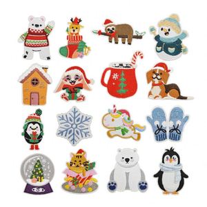 New Iron on Embroidered Christmas Snowman Gloves White Bear Penguins Patch for Clothing <b>Hat</b> <b>Bag</b> Decoration - Product Image 1