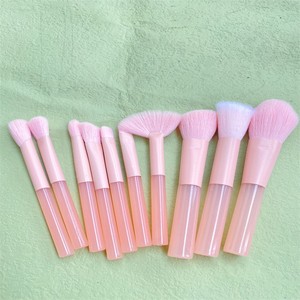 Schattige Roze Reizende Make-Upborstelset Draagbare 10 Stuks Eenvoudig Genomen Mini Volledige Volledige Functie Cosmetische Borstels Kit Met Tas - Product Image 5
