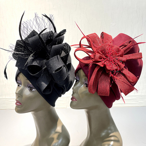 Mh-1136 Top Qualité Africain <span class=keywords><strong>Femme</strong></span> Musulman Hijab Bonnet Femmes Turbante Mujer Aso Oke Avec Perles Chapeaux De Fleurs Africaines - Product Image 6