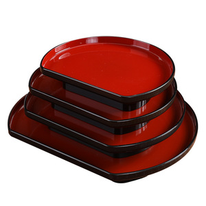Assiettes de restaurant japonais et coréen ovales rouges, jaunes, noires pour sushis, desserts, collations, hôtels et fêtes - Product Image 4