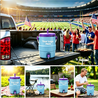 Seau à glace isotherme en plastique de haute qualité de 2 gallons avec robinet, paille et couvercle pour le camping et le sport