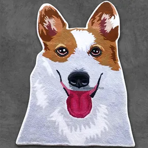 Alfombra con diseño de perro personalizado, tapete de lujo 3D con logotipo de Animal, hecho a mano, para dormitorio