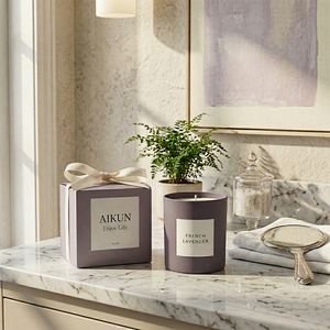 Velas Aromáticas de Cera de Soya Natural Premium en Frascos de Cerámica AIKUN Factory para Relajación en el Hogar, Spa y Dormitorio - Product Image 1