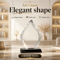 Trophée en cristal transparent en forme de larme, gravure personnalisée du logo et du texte, base noire, cadeau souvenir de reconnaissance des employés d'entreprise