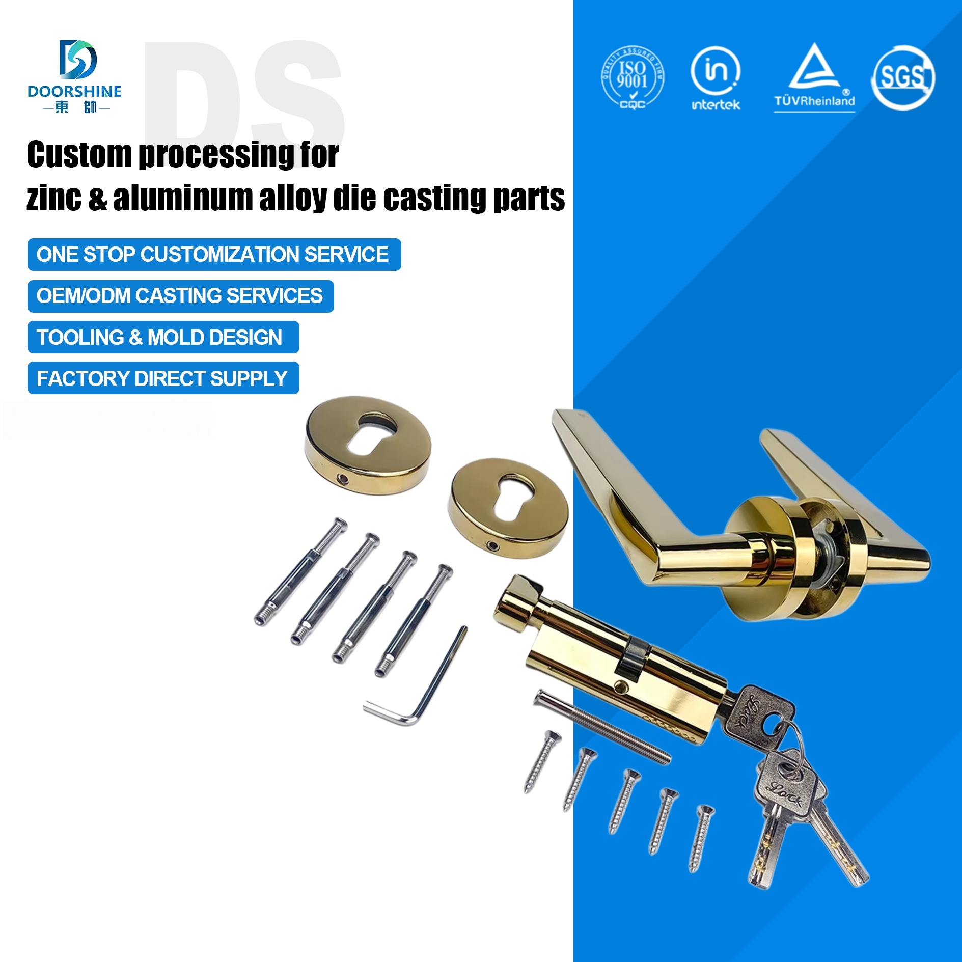 Precision Industrial Zinc Alloy Casting Hardware Bedroom Door Lock Fittings Custom Die Casting And CNC Machining