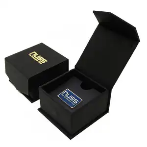 Luxury Custom Logo Magnetic Close Black Mens Packing Watch Box