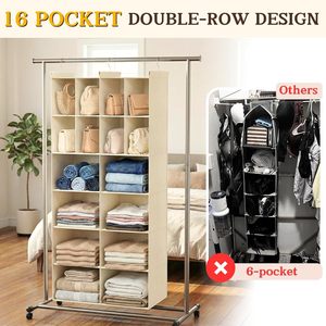 Organizador de armario colgante, 16 compartimentos, tela no tejida, 33x15x85cm, para almacenamiento de ropa en el dormitorio - Product Image 4